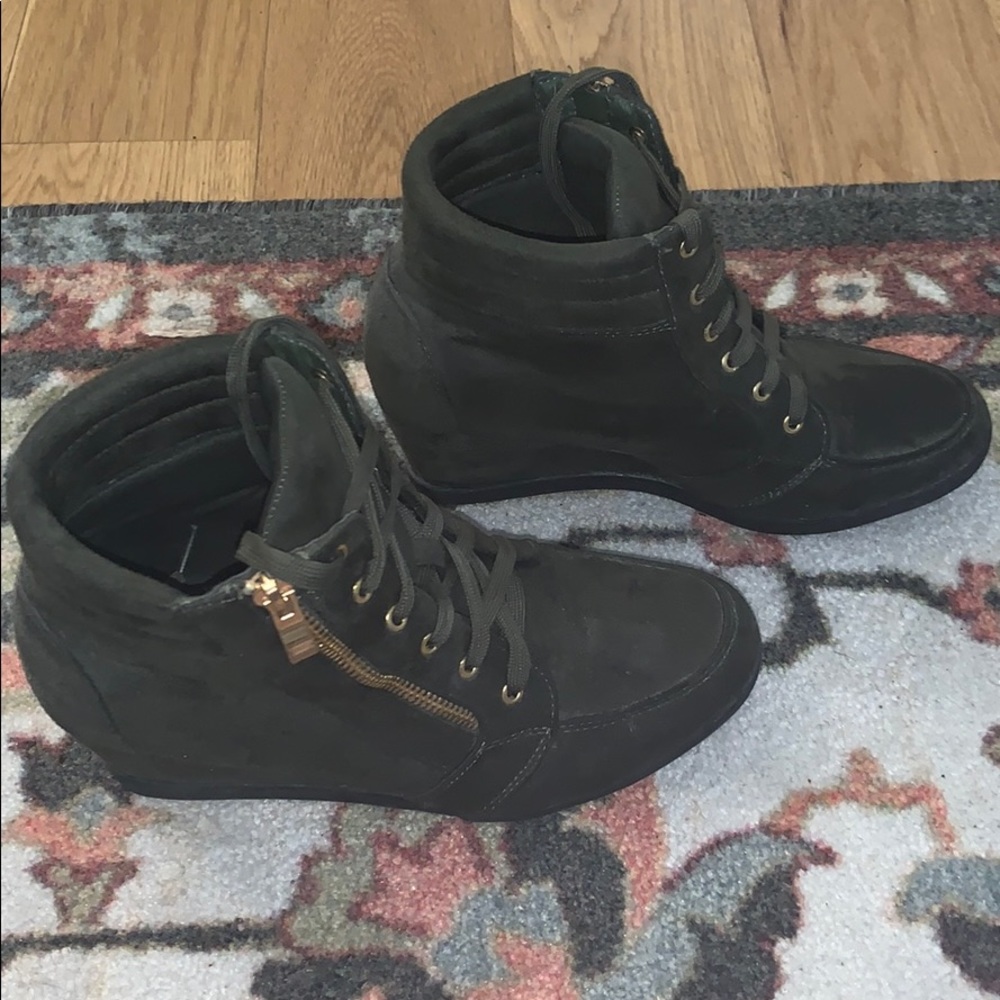 Olive Green Sneaker Wedges Size 7